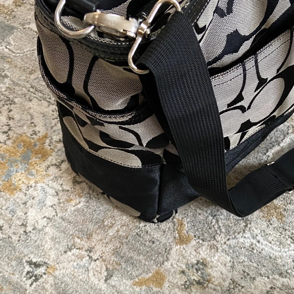 Coach 2009 Stripe Jacquard Black and Gray Baby Bag (F13803) - Picture 9 of 16